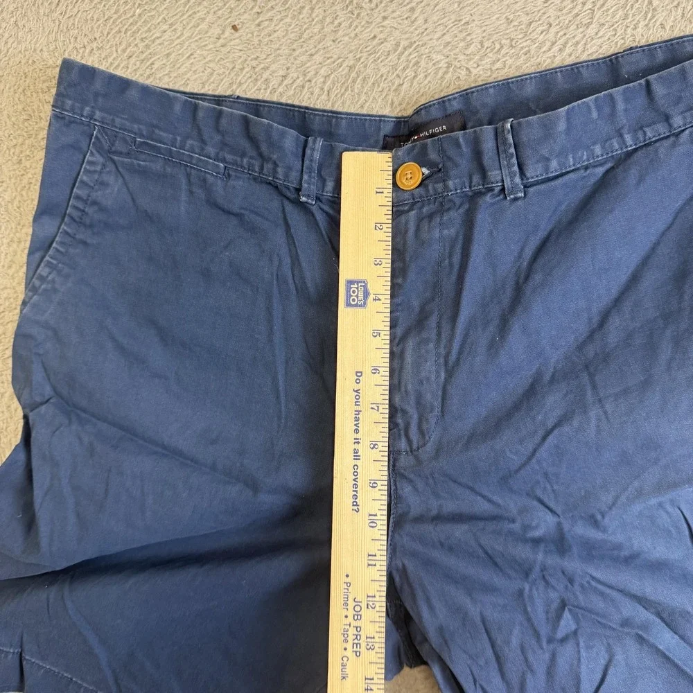 Tommy Hilfiger Shorts Mens 42 Blue Chino Custom Fit Flat Front Cotton Casual